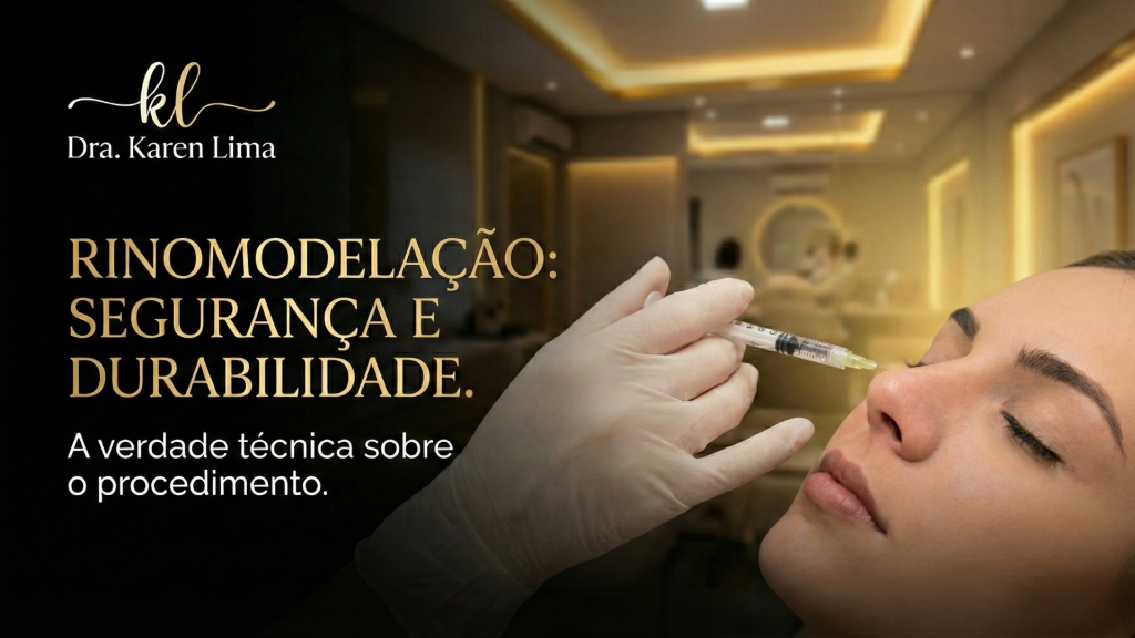 Rinomodelação com ácido hialurônico: durabilidade, segurança e resultado de nariz empinado sem cirurgia na Clínica de Estética Dra. Karen Lima em Samambaia Sul.